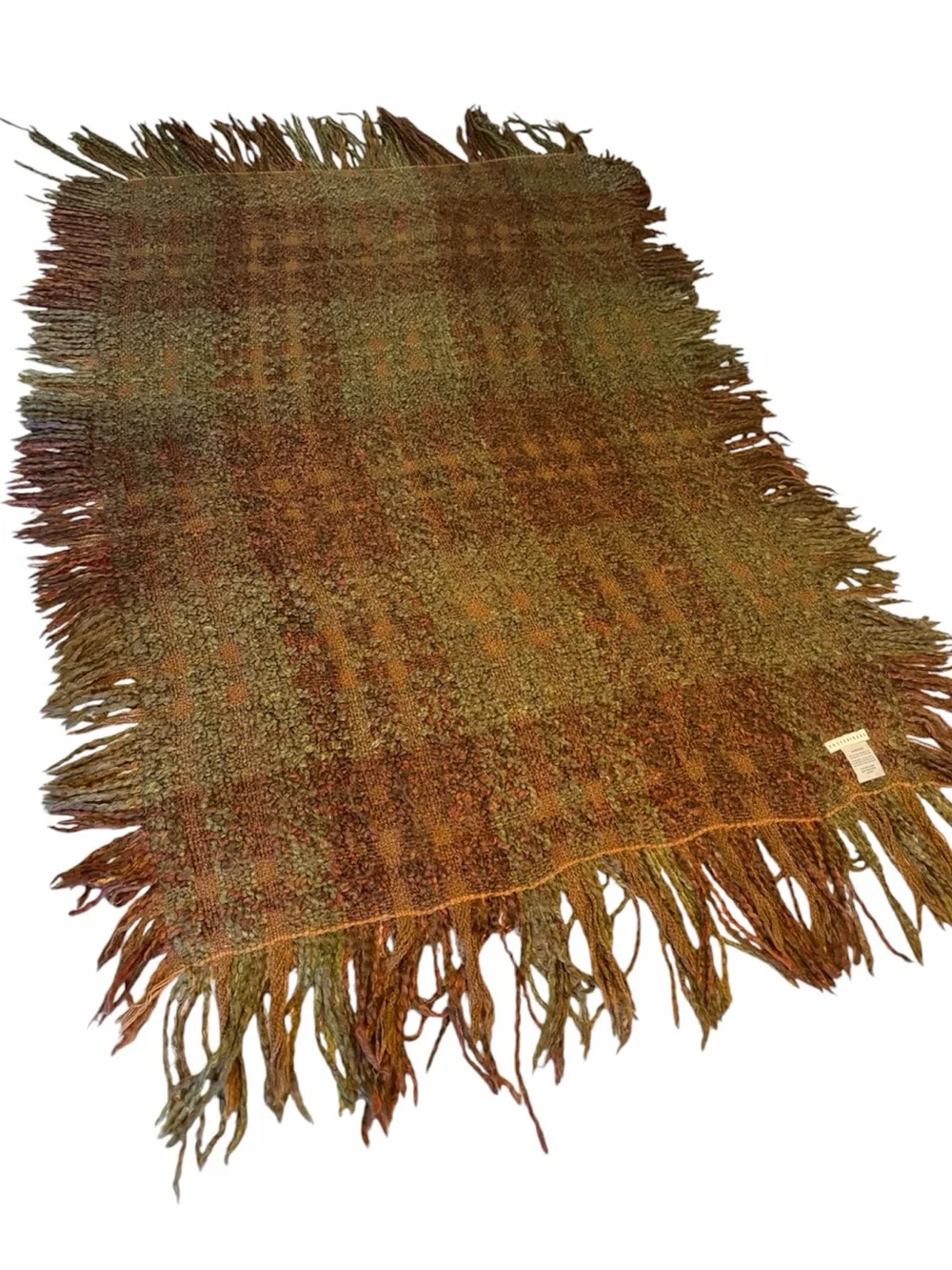 Pottery Barn Chunky Woven Throw Blanket Rust Earth-tones 60”x42” + fringe